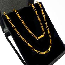 Corrente Colar Tijolinho 3mm Cordão 60cm Banhada Ouro 18k Corrente Colar Tijolinho 3mm Cordão 60cm Banhada Ouro 18k