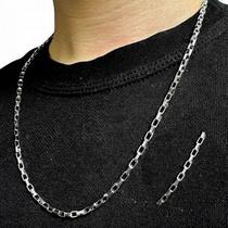 Corrente Colar Tijolinho Prateada Aço Inox Unissex Masculina Feminina Resistente Correntinha Prata Inoxidável Antialérgico Alto Padrão Não Desbota