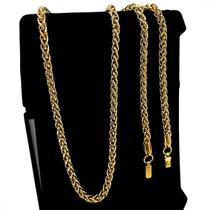 Corrente Colar Trigo Cordão Masculino 4mm Banhada Ouro 18k Corrente Colar Trigo Cordão Masculino 4mm Banhada Ouro 18k