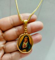 Corrente com Medalha Religiosa Nossa Senhora das Dores com Pingente Oval Corrente com Medalha Religiosa Nossa Senhora das Dores com Pingente Oval
