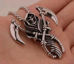 Corrente com Pingente Aço Inox Ceifador Grim Reaper