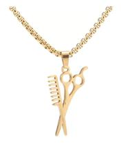 Corrente Com Pingente Aço Inox Corte De Cabelo Barbeiro Corrente Com Pingente Aço Inox Corte De Cabelo Barbeiro