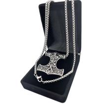 Corrente com Pingente Aço Inox Thor Odin Martelo Machado Viking Ragnar Corrente com Pingente Aço Inox Thor Odin Martelo Machado Viking Ragnar