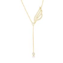 Corrente com Pingente Asa Lateral Pendulo Banhado a Ouro 40cm