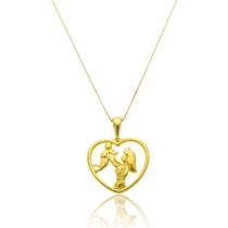 Corrente Com Pingente Coração Vazado Mãe E Filho Ouro Amarelo 18 Kl Corrente Com Pingente Coração Vazado Mãe E Filho Ouro Amarelo 18 Kl