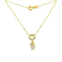 Corrente Com Pingente Criança de Ouro 18k Americana 40cm Cordão Colar Gargantilha Feminina Corrente Com Pingente Criança de Ouro 18k Americana 40cm Cordão Colar Gargantilha Feminina