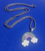 Corrente com Pingente em Aço Inox Arco Iris Corrente com Pingente em Aço Inox Arco Iris