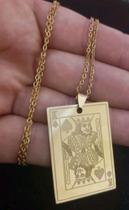 Corrente com Pingente em Aço Inox Carta de Baralho Rei