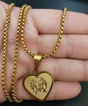 Corrente com Pingente em Aço Inox Coração meu Dog Querido