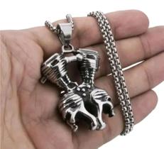 Corrente com Pingente em Aço Inox Motor Caveiras Rock