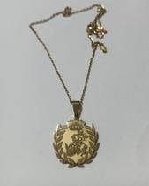 Corrente com Pingente em Aço Inox São Jorge Medalha ( dourado)