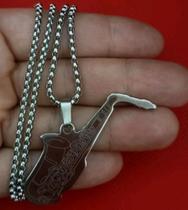 Corrente com Pingente em Aço Inox Saxofone Musical Corrente com Pingente em Aço Inox Saxofone Musical