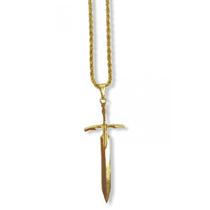 Corrente Com Pingente Espada Ogum Dourada 06 Cm