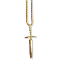 Corrente Com Pingente Espada Ogum Dourada 06 Cm