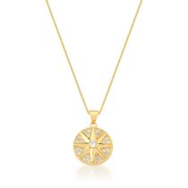 Corrente com Pingente Estrela e Pedra Branca Redonda Banhada a Ouro 45cm Corrente com Pingente Estrela e Pedra Branca Redonda Banhada a Ouro 45cm