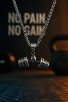 Corrente com Pingente Halter NO PAIN NO GAIN Estilo Fitness Corrente com Pingente Halter NO PAIN NO GAIN Estilo Fitness