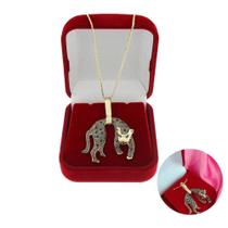 Corrente Com Pingente Pantera Negra Em Banho de Ouro 18k