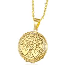 Corrente com Pingente Relicário Memórias felizes árvore da Vida
