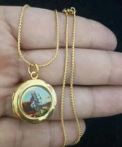 Corrente com Pingente Relicario São Jorge em Aço Inox