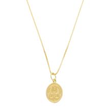 Corrente Com Pingente Rosa Mistica Oval Ouro Amarelo 18 Kl Corrente Com Pingente Rosa Mistica Oval Ouro Amarelo 18 Kl