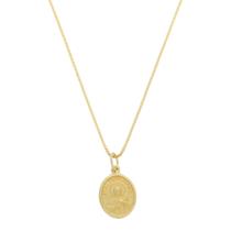 Corrente Com Pingente Santa Terezinha Oval Ouro Amarelo 18kl Corrente Com Pingente Santa Terezinha Oval Ouro Amarelo 18kl