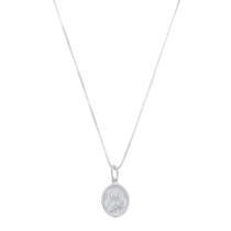 Corrente Com Pingente Santa Terezinha Oval Prata 925 Kl