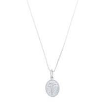 Corrente Com Pingente São Dimas Oval Prata 925 Kl