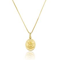 Corrente Com Pingente São Miguel Arcanjo Oval Ouro Amarelo 18 Kl Corrente Com Pingente São Miguel Arcanjo Oval Ouro Amarelo 18 Kl