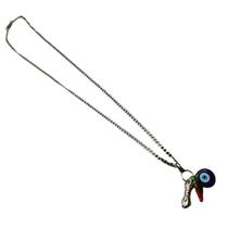 Corrente com Pingentes Olho Grego, Figa e Pimenta Niquelado Corrente com Pingentes Olho Grego, Figa e Pimenta Niquelado