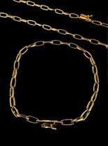 Corrente com pulseira meia cana 5mm banhados a ouro 18k
