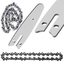Corrente Com Sabre 14 Dentes Placa Guia 4 Polegadas Kit 2 Uni Reposiçao Mini Motosserra Resistente Portatil Multiuso Corta Madeira Bambu Serra Serrinh