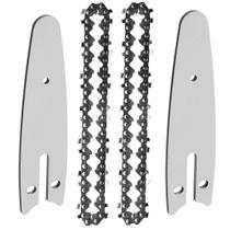 Corrente Com Sabre 4 Polegadas 14 Dentes Kit 2 Uni Mini Motosserra Reposiçao Resistente Portatil Multiuso Corta Madeira Bambu Serra Serrinha Jardim
