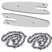 Corrente Com Sabre Kit 2 Placa Guia Mini Motosserra Reposiçao Ferramenta 14 Dentes 4 Polegadas Corta Madeira Bambu Serrinha Portatil Resistente