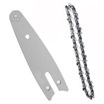 Corrente Com Sabre Kit Mini Motosserra Placa Guia 14 Dentes 4 Polegadas Reposiçao Ferramenta Corte Bambu Madeira Serra Serrinha Portatil
