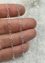 Corrente Coração Pequena 5mm - Alongadora Extensora - Banho Prata 925 - Semijoia com Verniz Protetivo - 1 Metro