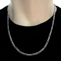 Corrente Cordão 3 por 1 grumet 3mm Aço Cirurgico 60cm Prata