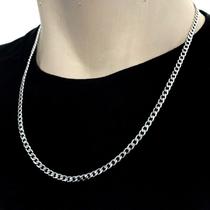 Corrente Cordão 4mm Grumet Aço Cirurgico Legitimo 60cm Prata