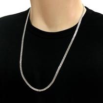 Corrente Cordão 60cm Masculina Elo Duplo 4mm Aço Inox Prata