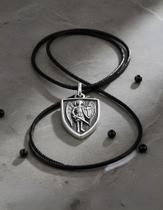 Corrente Cordão Aço Fé Pingente São Miguel Arcanjo Escudo Prata Anjo Espada