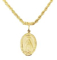 Corrente Cordão Baiano 40cm Com Medalha Nossa Senhora Aparecida Feminino 4.3 grama em Ouro 18k