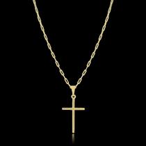 Corrente Cordão Banhado a Ouro 70 cm Com Pingente Cruz