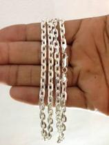 Corrente Cordão Cadeado 70cm 5mm Em Prata 925 Grossa Corrente Cordão Cadeado 70cm 5mm Em Prata 925 Grossa