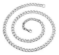 Corrente Cordão Colar Grumet 60 cm Inox 5mm Aço Inox Masculino Prateado