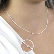 Corrente Cordão Colar Singapura Prata 925 Italiana Original Feminino