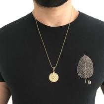 Corrente Cordão Colar Veneziana Masculino 60 cm Pingente Oração Pai Nosso Semijoia Folheada a Ouro 18k Corrente Cordão Colar Veneziana Masculino 60 cm Pingente Oração Pai Nosso Semijoia Folheada a Ouro 18k