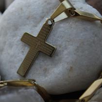 Corrente Cordão Cruz Jesus Crucifixo Cristo Banho Ouro 60cm (CJ-44) - Dourado - Rik9