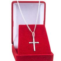 Corrente Cordão De Prata Masculino 925 Colar Piastrine 70cm Com Crucifixo Corrente Cordão De Prata Masculino 925 Colar Piastrine 70cm Com Crucifixo