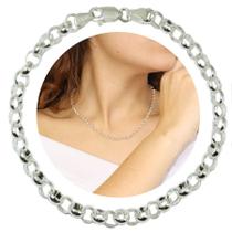 Corrente Cordão Elo Portugues Grossa 5mm 45Cm Prata 925 Corrente Cordão Elo Portugues Grossa 5mm 45Cm Prata 925