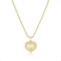 Corrente Cordão Feminino 45cm Ouro 18k Com Pingente Coração Corrente Cordão Feminino 45cm Ouro 18k Com Pingente Coração