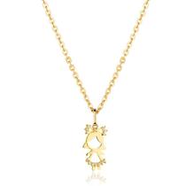 Corrente Cordão Feminino Com Pingente Menina Filha Zircônias Ouro 18k
